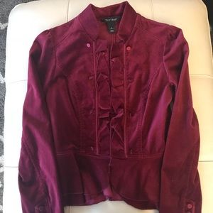 Cranberry/deep red artsy velvet jacket